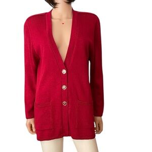 Vintage San Remo Elegant Red Women's Knit Cardigan